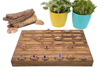 Wooden Ring Tray Display With 36 Slots