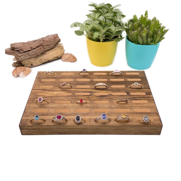 Wooden Ring Tray Display With 36 Slots