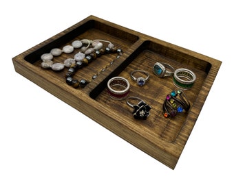 Wooden Catch All Tray With 2 Compartments