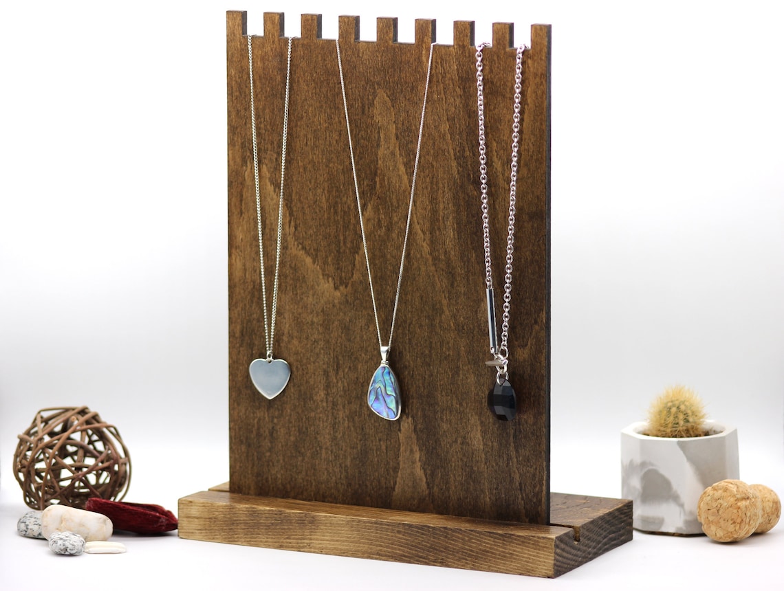 Multigroove Wooden Necklace Display Necklace Stand Etsy UK