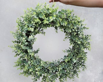Artificial Eucalyptus Wreath for Front Door 20in | Everyday Year Round Wreath | Rustic Farmhouse Door Window Wall Home Decor Greenery Wreath
