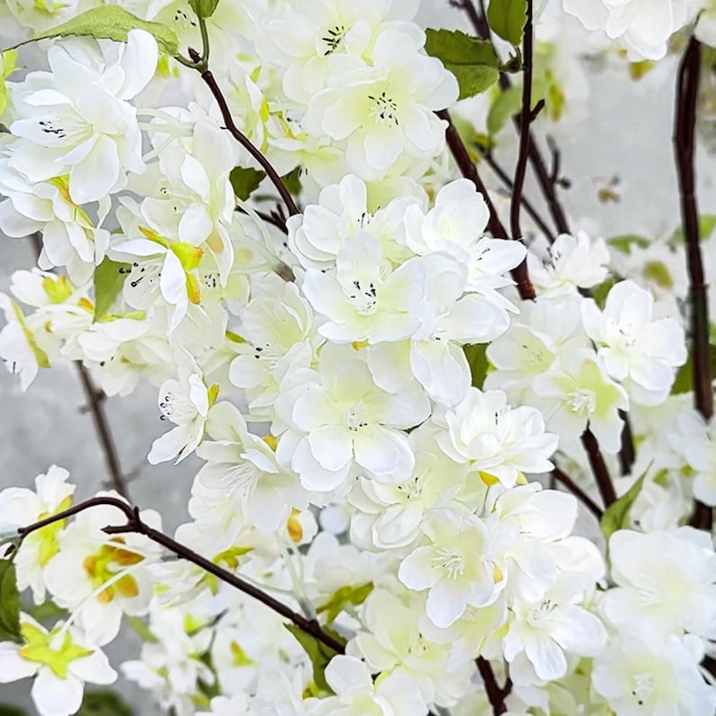 Artificial Cherry Blossom Flower Tree Cream White | Fake Faux Cherry Blossom Flower Tree | Silk Flower Tree Wedding Table Tree Centerpiece image 2