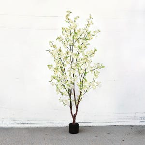 Artificial Cherry Blossom Flower Tree Cream White | Fake Faux Cherry Blossom Flower Tree | Silk Flower Tree Wedding Table Tree Centerpiece 5.5 Feet