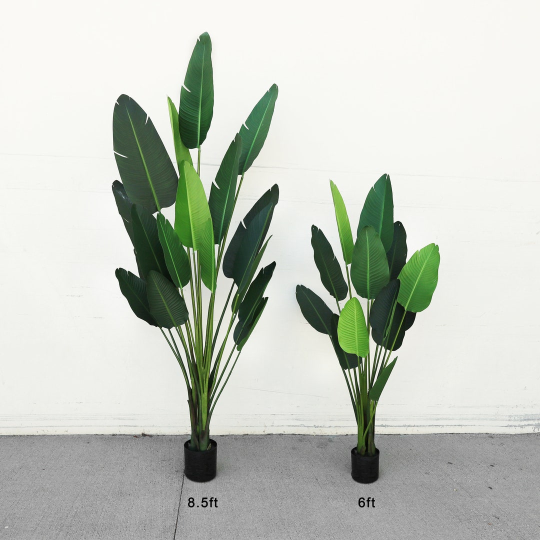 Artificial Travelers Palm Tree in Black Pot | Tropical Fake Faux Palm ...