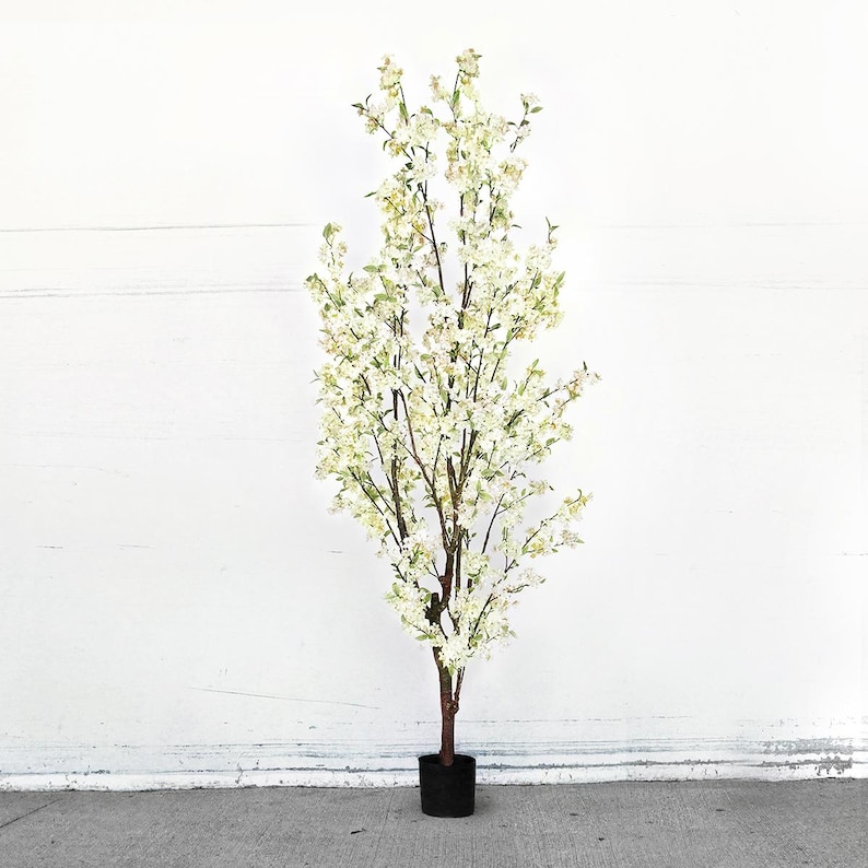 Artificial Cherry Blossom Flower Tree Cream White | Fake Faux Cherry Blossom Flower Tree | Silk Flower Tree Wedding Table Tree Centerpiece 8.5 Feet
