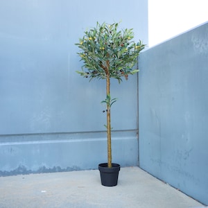 4ft Artificial Olive Tree in Black Pot | Faux Olive Tree Fake Topiary Tree | Realistic Fake Olive Tree Silk Plant | Home Office Plant Potted