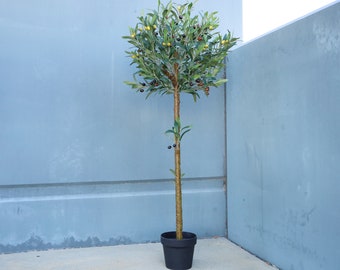 4ft Artificial Olive Tree in Black Pot | Faux Olive Tree Fake Topiary Tree | Realistic Fake Olive Tree Silk Plant | Home Office Plant Potted