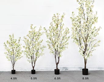 Artificial Cherry Blossom Flower Tree Cream White | Fake Faux Cherry Blossom Flower Tree | Silk Flower Tree Wedding Table Tree Centerpiece