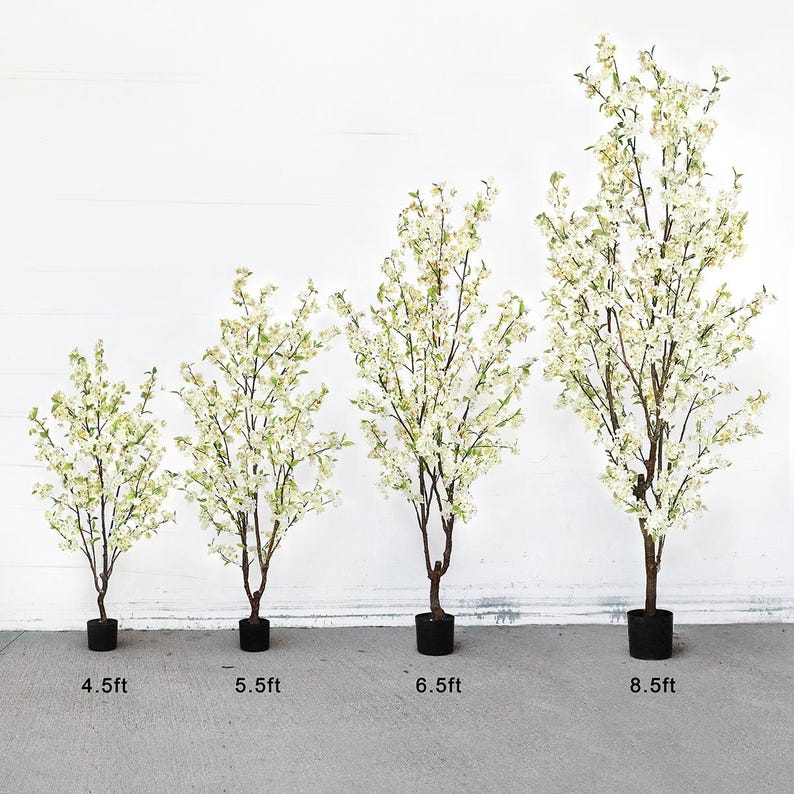 Artificial Cherry Blossom Flower Tree Cream White | Fake Faux Cherry Blossom Flower Tree | Silk Flower Tree Wedding Table Tree Centerpiece image 1