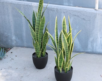 26in, 34in Artificial Sansevieria Snake Plant in Black Pot | Faux Snake Plant | Realistic Fake Tree Silk Plant | Home Office Plant Potted
