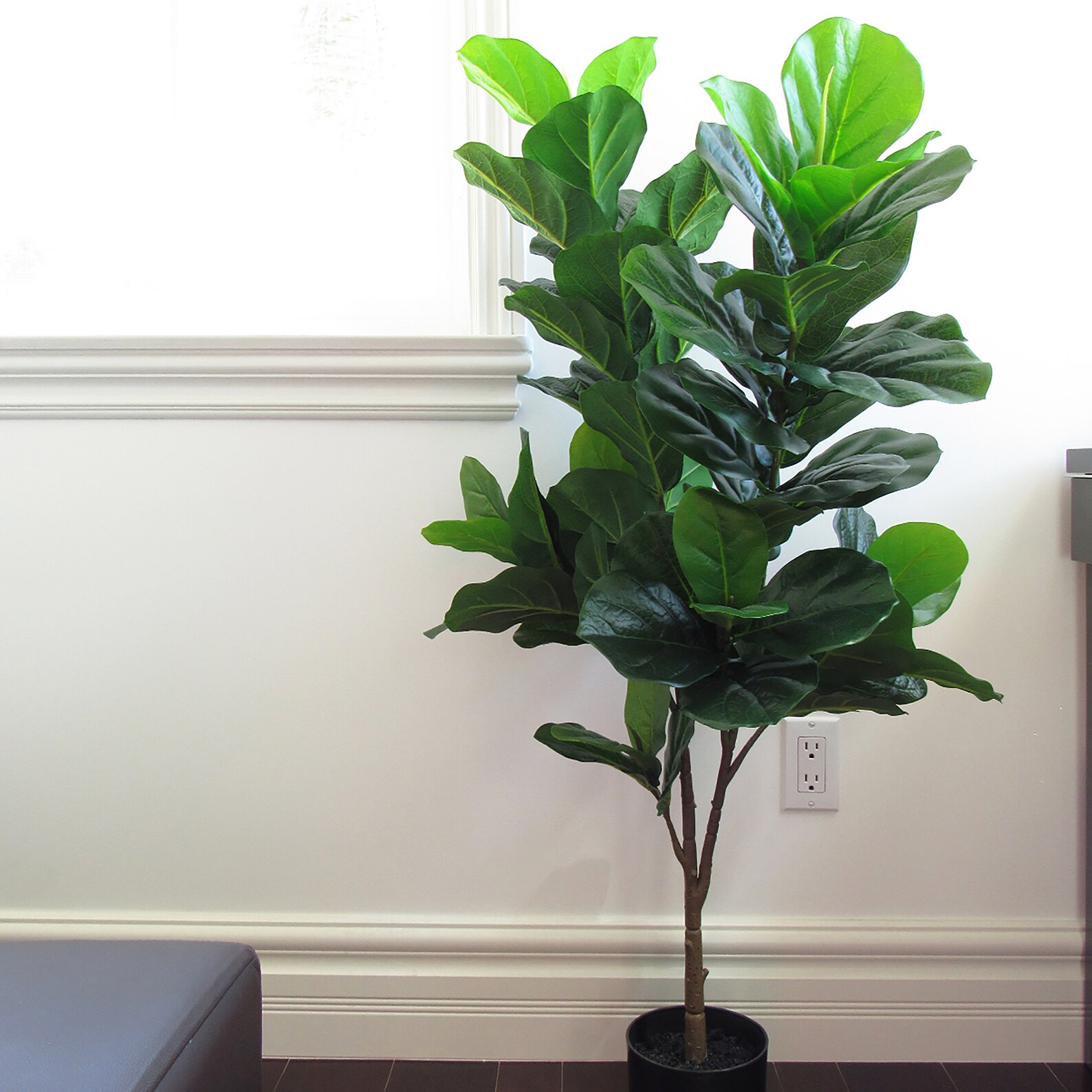 3ft 4ft Artificial Fiddle Leaf Fig Tree Plant in Black Pot Etsy