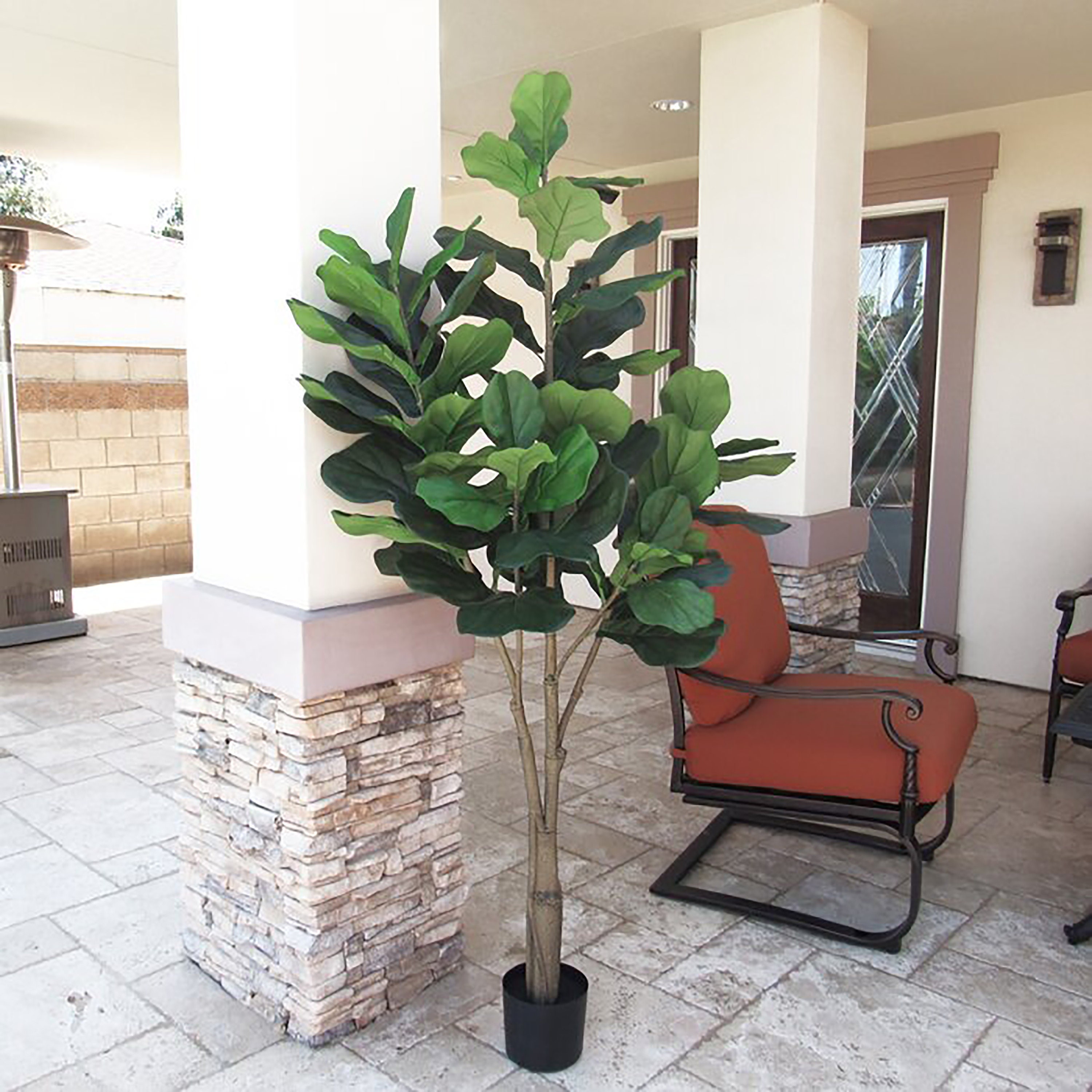 6ft 7ft Artificial Fiddle Leaf Fig Tree Plant in Black Pot Etsy UK