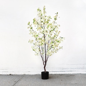 Artificial Cherry Blossom Flower Tree Cream White | Fake Faux Cherry Blossom Flower Tree | Silk Flower Tree Wedding Table Tree Centerpiece 4.5 Feet
