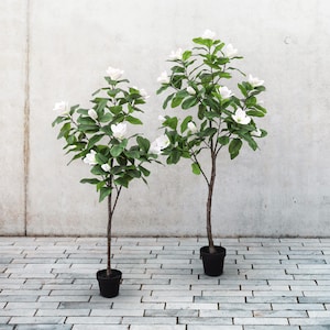Real Touch Artificial White Magnolia Flower Tree | Fake Plant Faux Magnolia Flower Tree Plant Faux Silk Flower Tree Home Office Plant