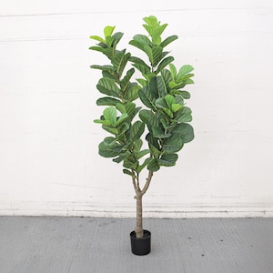 6ft Real Touch Artificial Fiddle Leaf Fig Tree in Black Pot | Faux Fiddle Tree | Realistic Fake Tree Silk Plant | Home Office Plant Potted