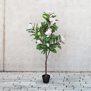5ft Real Touch Artificial Pink Magnolia Flower Tree | Fake Plant Faux Magnolia Flower Tree Plant | Faux Silk Flower Tree | Home Office Plant