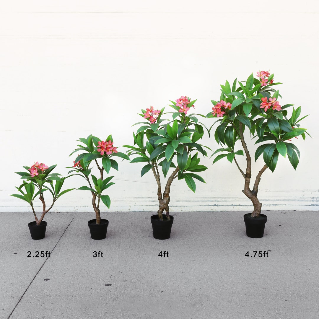 Artificial Tropical Plumeria Flower Tree Fuchsia Fake Plant Faux