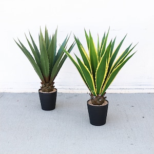 38in. Artificial Agave Succulent Plant in Tiered Black Pot | Faux Succulent Agave Plant Realistic Fake Tree Silk Plant Home Office Plant Pot