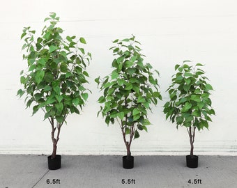 Artificial Birch Leaf Tree in Black Pot | Fake Birch Tree | Faux Birch | Realistic Fake Plant in Pot Silk Faux Tree Tall | Home Office Plant