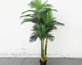 7.25ft Deluxe Real Touch Artificial Areca Palm Tree in Pot | Fake Faux Palm Tree | Realistic Fake Tree Silk Plant | Home Office Plant Potted