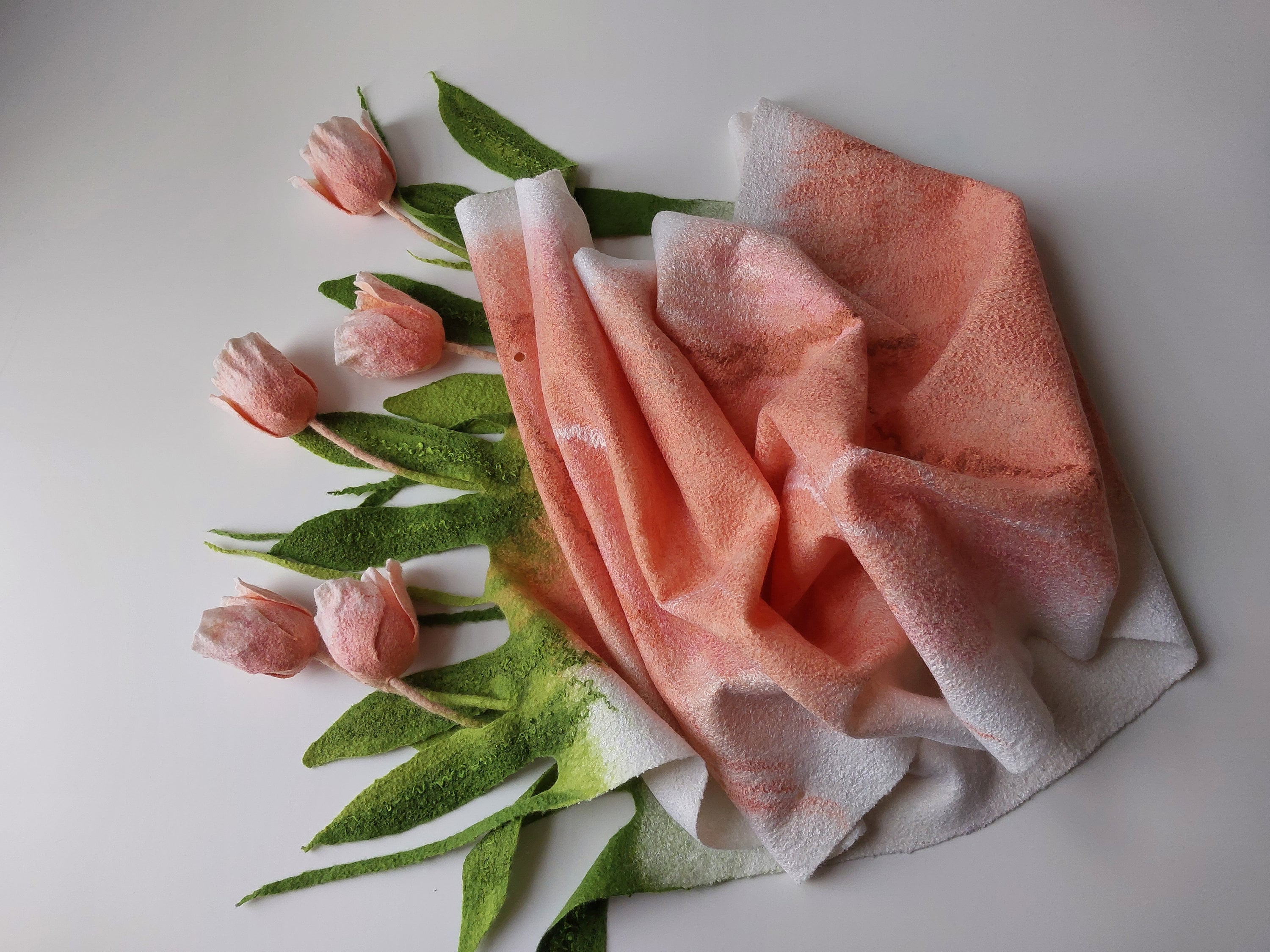 Wrapables® 100% Silk Neckerchief Square Scarf, Coral Tulips 