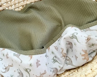 Dinosaurio Animal print Manta natural para bebés Manta de algodón orgánico Envoltura personalizada para bebés Manta orgánica Swaddle Manta de muselina para bebés arco iris