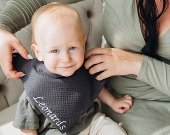 Baby Babero Gepersonaliseerde bandana slabbetje Mousseline Gaas Spuugdoekje