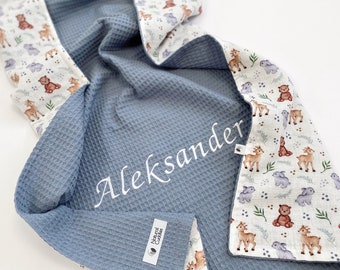 Personalised Cotton Baby blanket Organic cotton baby receiving waffle blanket Organic cotton Baby boy Baby bunny blanket Custom blanket