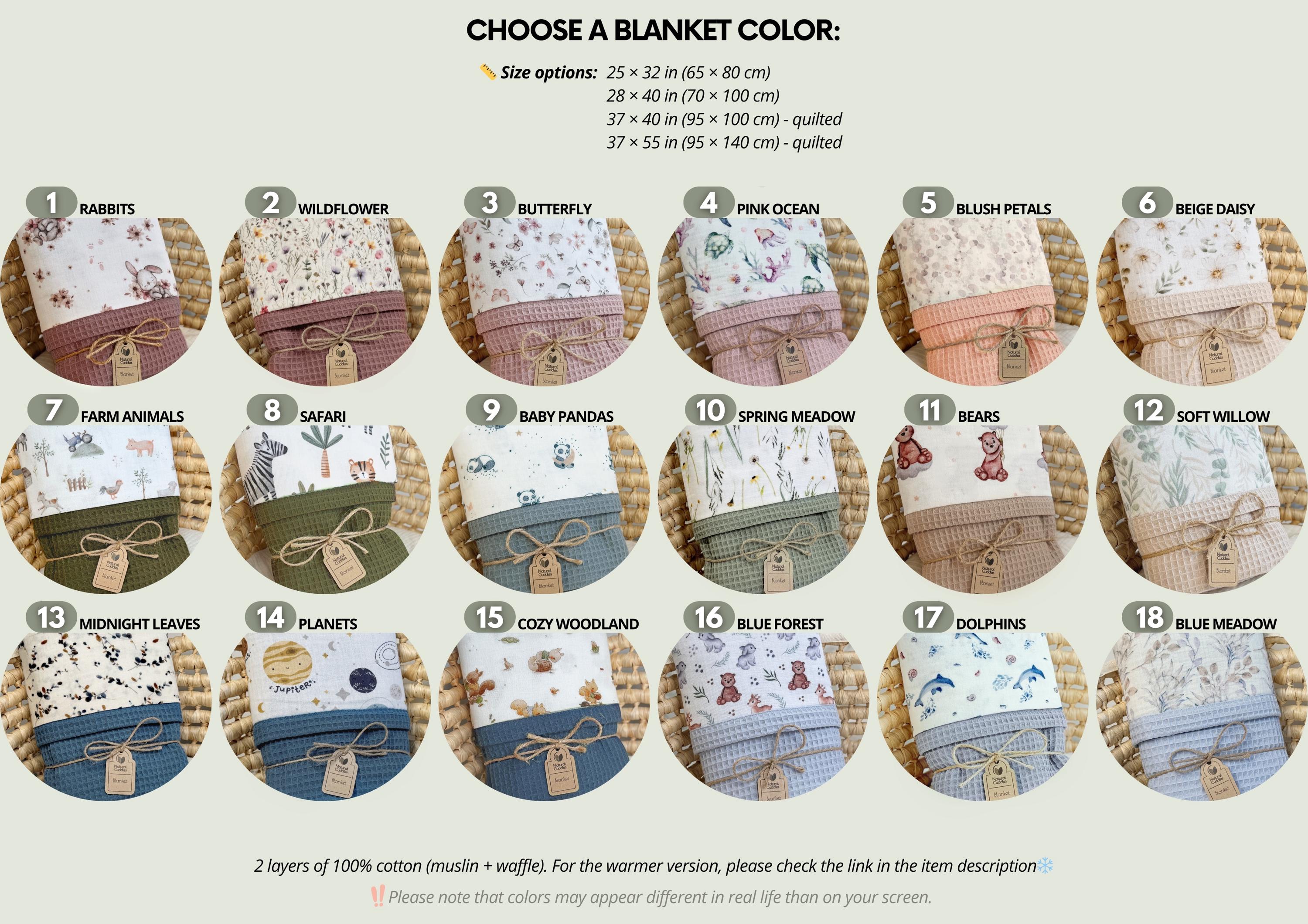 Embroidered Name Baby Blanket, Personalized Baby Blanket, Organic Cotton Muslin Swaddle, Lightweight Woodland Summer Blanket