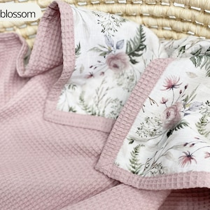 Couverture pour bébé 100 % coton, langes d'été, couverture d'été pour bébé fille, couverture pour bébé personnalisée, cadeau de shower de bébé fille, couverture en coton bio pink blossom