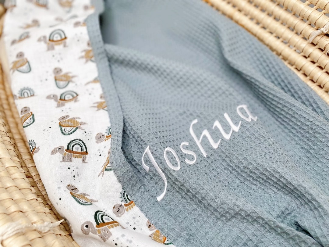 Natural Baby Blanket Organic Cotton Blanket Personalised Baby Etsy