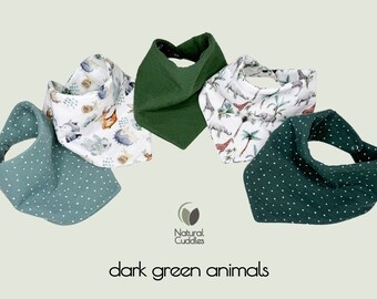 Bavoirs bandana bébé ultra doux et imperméables en coton bio, Lot de 5 bavoirs pour les rotins, imprimé eucalyptus