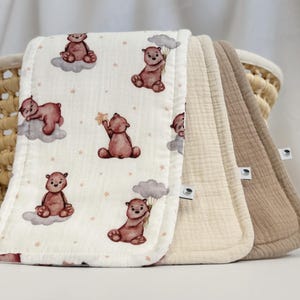 Three-layered burp Cloths, Burp Rags, Organic Cotton Burp Cloths, Baby Boy Gift, Feeding Cloths, Beige Nursery Accessories