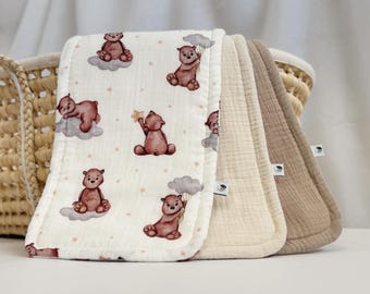 Three-layered burp Cloths, Burp Rags, Organic Cotton Burp Cloths, Baby Boy Gift, Feeding Cloths, Beige Nursery Accessories