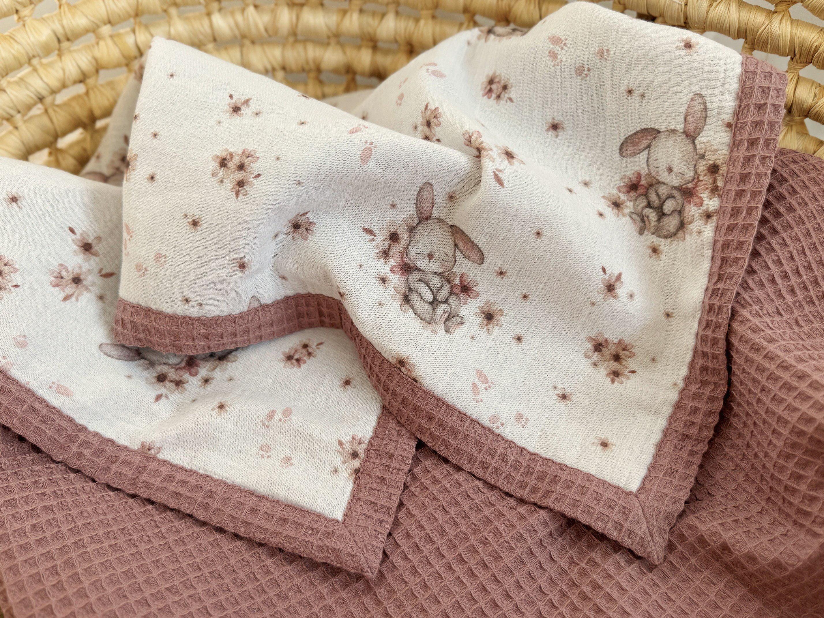 Organic Cotton Baby Blanket – Embroidered Name Blanket – Personalized Baby Gift – Soft & Warm Newborn Blanket – Safari Nursery