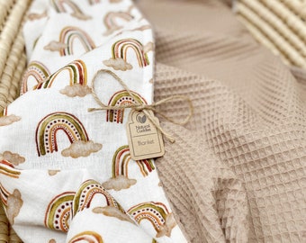 Organic Rainbow Baby Waffle Baby Blanket Personalised Baby Wrap Organic Swaddle Blanket Rainbow Baby Muslin Blanket Custom Baby Blanket Etsy