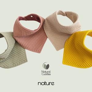 Must have baby drool bibs. Absorbent 3 layer bandana waffle bibs from organic cotton. nature
