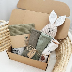 Personalized Baby Shower Gift Box, Organic Cotton Baby Set, Embroidered Baby Name, Newborn Gift Set, Unique Baby Gift Idea