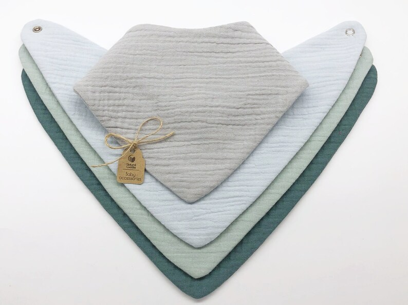 Baby bib waterproof, Muslin bandana bibs, Baby boy burp cloth 100% organic baby cotton image 10