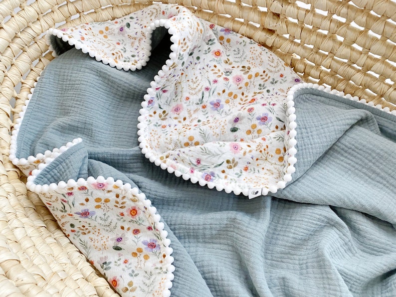 Manta de bebé de algodón orgánico Manta de bebé de verano, Manta de bebé de algodón orgánico Manta de bebé súper suave, Envoltura de bebé personalizada imagen 1