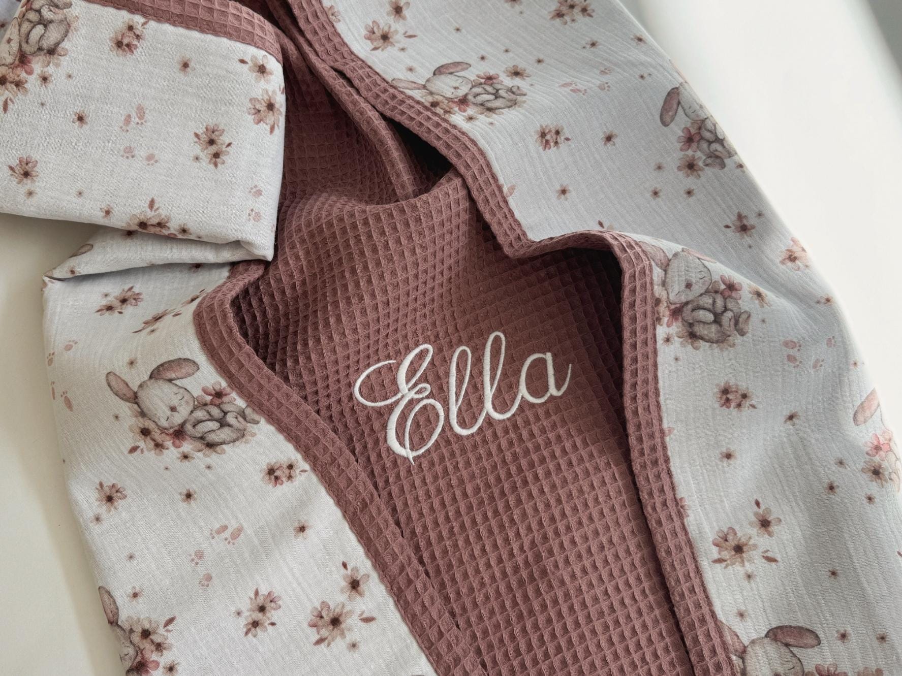 Embroidered Name Baby Blanket, Personalized Baby Blanket, Organic Cotton Muslin Swaddle, Lightweight Woodland Summer Blanket