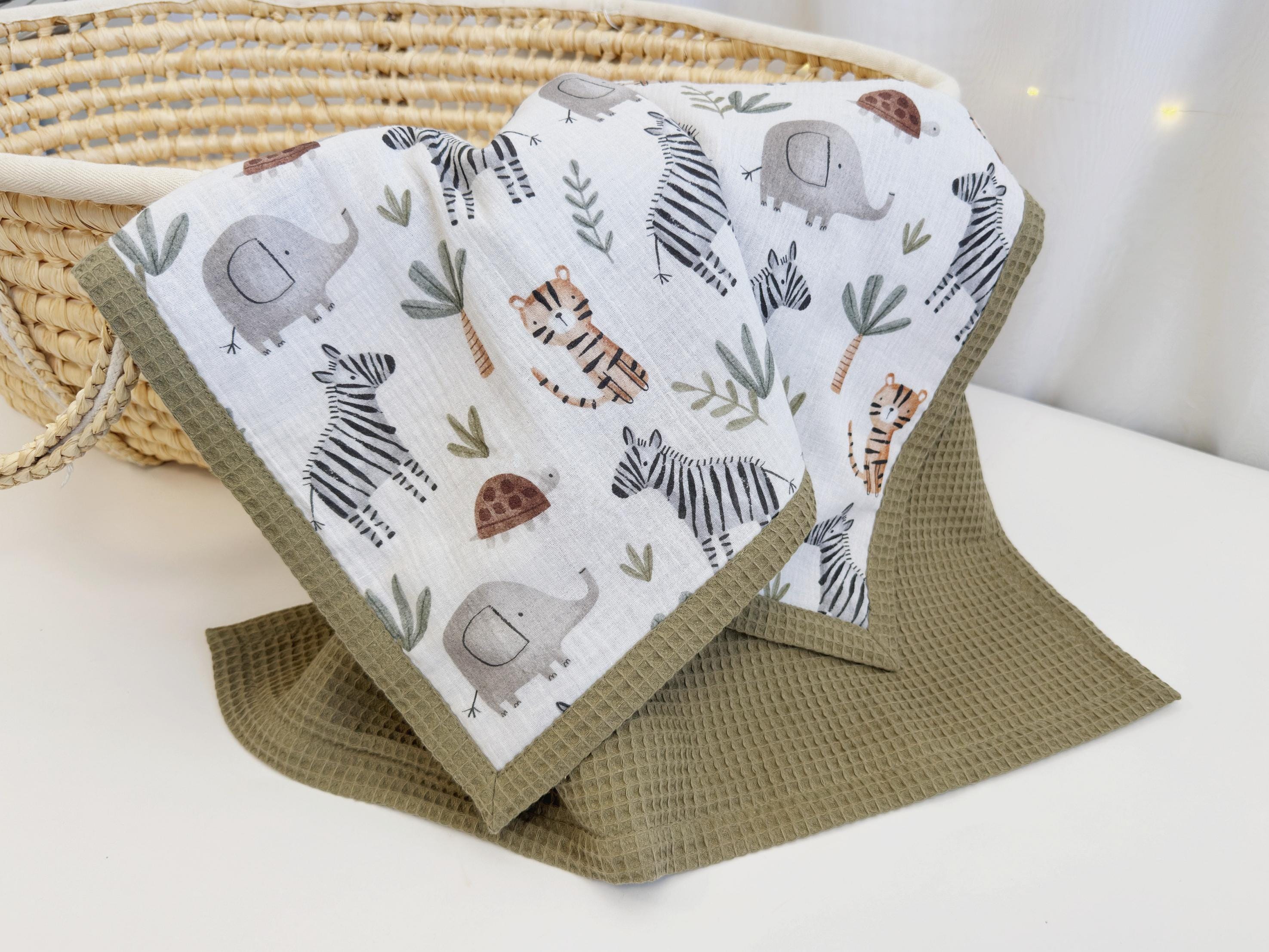 Personalized Waffle Baby Blanket- Organic Cotton Newborn Blanket, Embroidered Name Blanket, Soft & Lightweight Baby Swaddle Blanket