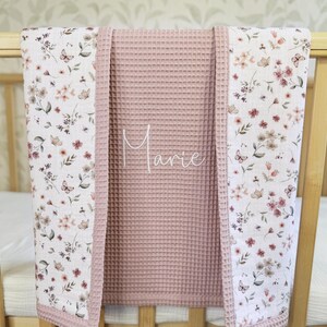 Babydecke mit Waffelmuster Personalisiertes Wickeltuch Bio Swaddle Decke Regenbogen Baby Musselin Decke Personalisierte Babydecke Blumendecke #3 butterfly