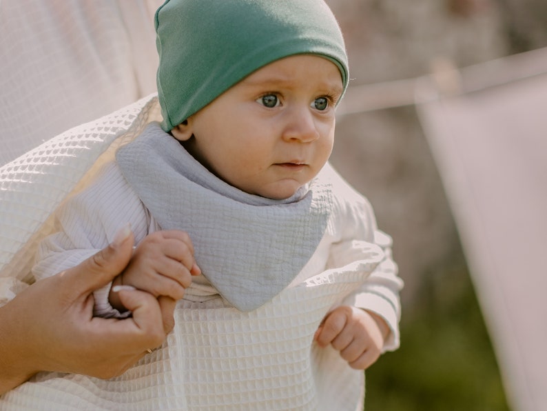 Baby bib waterproof, Muslin bandana bibs, Baby boy burp cloth 100% organic baby cotton image 9