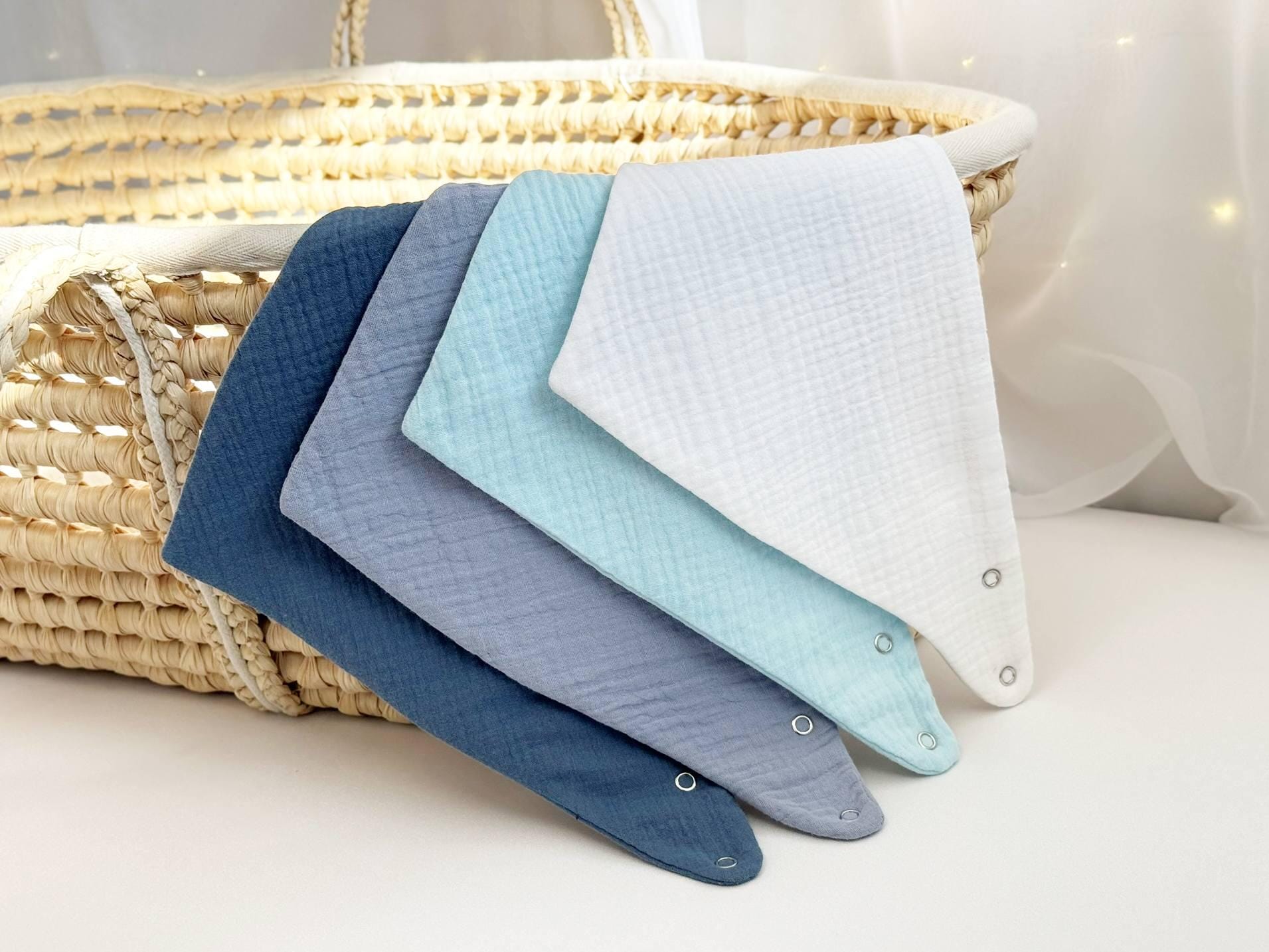 Bavaglini Bandana In Garza Di Cotone Biologico Bianco E Marrone  X3 1000 14 4 243216 1 - Foto 10