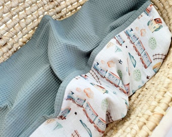 Coperta avvolgente per bebè con nome Culla baby boy swaddle Coperta organica in mussola waffle