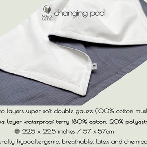 Waterproof blanket baby diaper change pad. Travel changing pad organic cotton Set of 3 baby change pads image 4