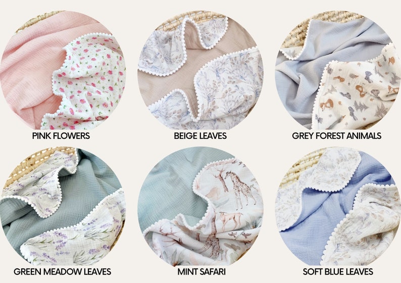 Manta de bebé de algodón orgánico Manta de bebé de verano, Manta de bebé de algodón orgánico Manta de bebé súper suave, Envoltura de bebé personalizada imagen 10