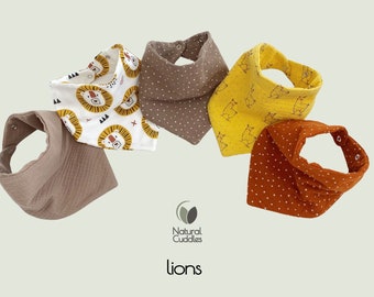 PRÊT À L'EXPÉDITION | 5 dossards | Bavoir imperméable en coton bio, bavoirs bandana en mousseline, chiffon pour les rots bébé garçon - 100 % coton bio bébé garçon