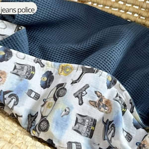 READY TO SHIP 28 x 40 inches Organic cotton Waffle baby blanket Muslin baby wrap Organic Swaddle blanket Rainbow baby muslin blanket dark jeans police